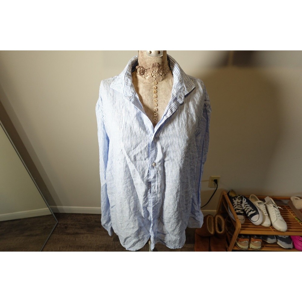 Cento Lino Italian 100%Linen Button Down Shirt Womens 2XL